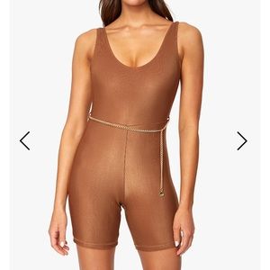 NWT WeWoreWhat Scoop Bodysuit Brown Rib size L